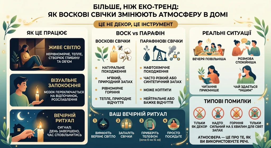 Інфографіка Як воскові свічки змінюють атмосферу в домі